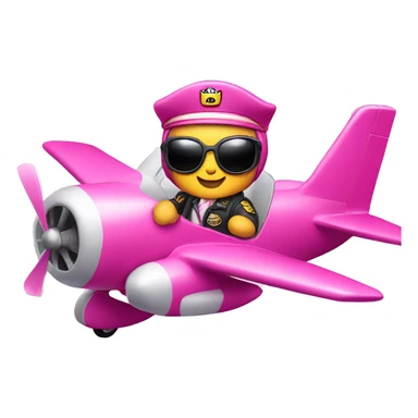 Hello Kitty as a pilot on a pink airplane sticker
