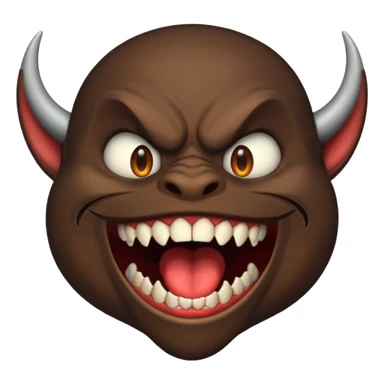 A demon with a really big mouth, sideways looking up with mouth wide a big sharp teeth  sticker