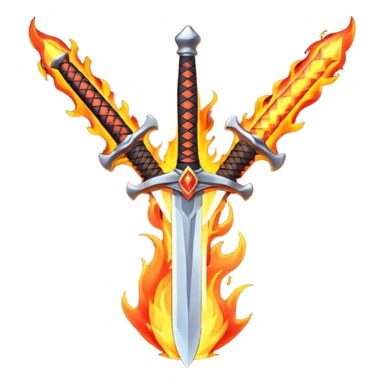 sword on fire crossed sticker