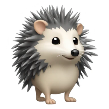Hedgehog dark gray quills one black ear one white ear different colored ears full body sticker