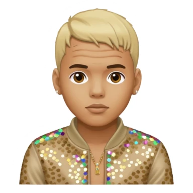 Chris Brown with blonde hair, beige sequin outfit sticker