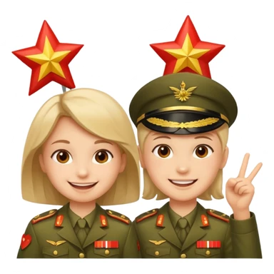 Happy Victory day। A banner is standing with a boy on one side and a girl on the other. sticker