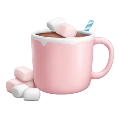 Light Pink mug of hot chocolate with marshmallows  sticker