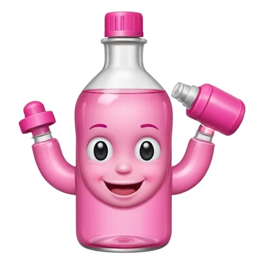 Smiling freaky baby oil bottle pink sticker