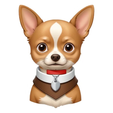 Chihuahua wearing a collar that reads CHUG sticker