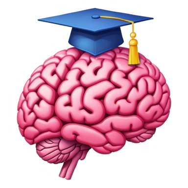 generate me a pixel art of a brain with a graduation cap. put some more color, and make it more cartoony sticker