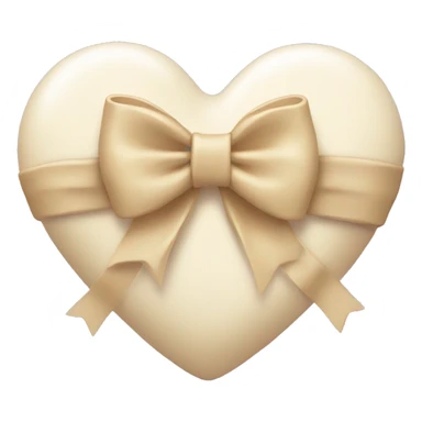 cream color heart with a bow wrapped around it sticker