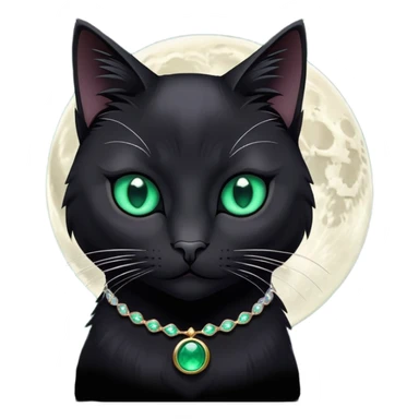 Black Cat with white moon on chest sticker