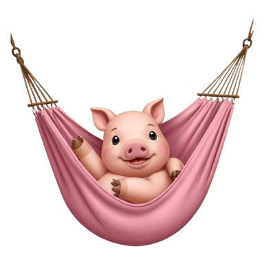 A pig lying in a hammock, fully relaxed, portrait, bust up sticker