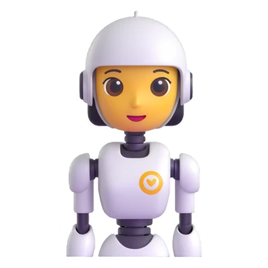 female robot, 3D emoji style, smooth and friendly 3D character sticker