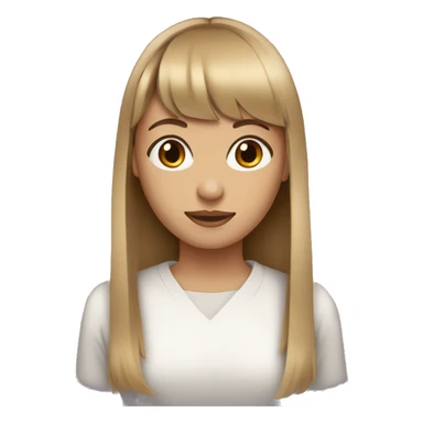 girl with straight dark blonde hair and bangs and brown eyes sticker