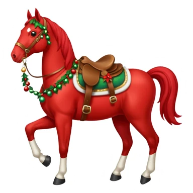 Christmas red horse with a full-length sticker