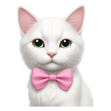 white cat wearing a pink bow on it’s right ear sticker