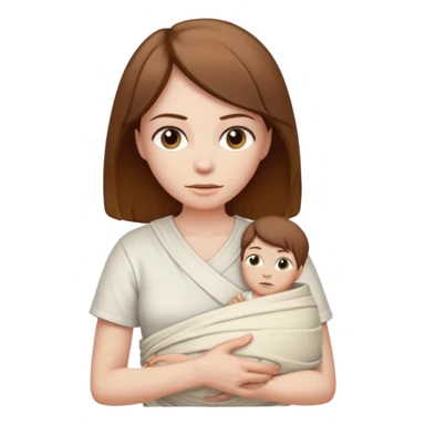 Mummy, his clothes:white T-shirt, brown hair sticker