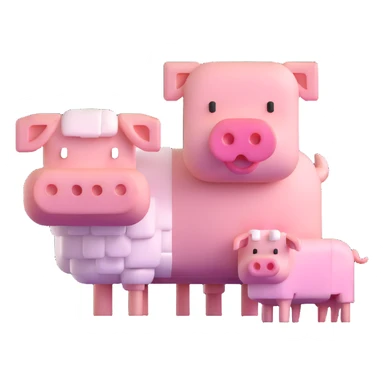 Minecraft style sheep and a blocky pig friend together sticker