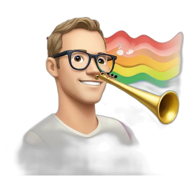 Jonathan Toews wearing glasses as a rainbow musical flute instrument in a symphony with pastel roses sticker