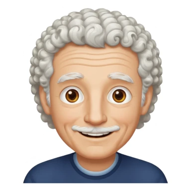 Old white man with curly white hair, hazel eyes, without a mustache sticker