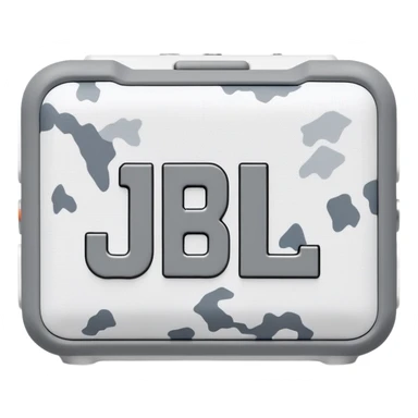 JBL Go 4 in arctic snow camouflage, white and gray pattern, minimal design, portable speaker, clean aesthetic sticker