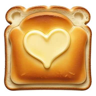 Cinematic warm toasted bread, golden-brown edges, butter melting into the surface, slightly crispy texture, simple and comforting, warm glowing background, inviting and homely. sticker