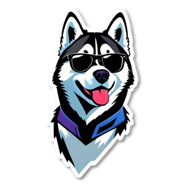 Husky with sunglasses sticker
