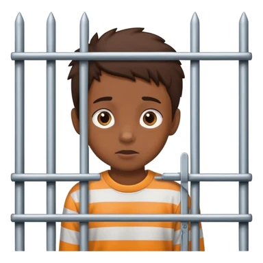 boy looking behind the bars of a gate sticker