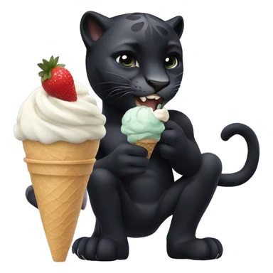 Black panther eating ice cream  sticker