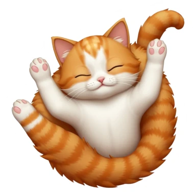 ginger and white small cat in funny positions upside down with eyes closed sticker
