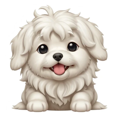 Cinematic Cute Yawning Wavy-Haired Maltese Dog Portrait Emoji, Head tilted slightly with a dramatic, wide-open yawn, showcasing a lustrous, wavy-haired white coat with gentle highlights, floppy ears slightly drooping, round dark eyes barely open in drowsy contentment, Simplified yet irresistibly adorable features, highly detailed, glowing with a soft, cozy glow, high shine, relaxed yet expressive, stylized with a touch of whimsy, bright and endearing, soft glowing outline, capturing the essence of a sleepy yet affectionate companion, so drowsy it feels like it could stretch right out of the screen and curl up for a nap! sticker