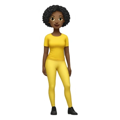 black woman posing with a yellow top and yellow flared leggings with short black hair  sticker