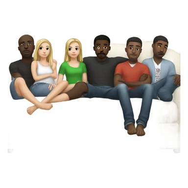 White girl on couch surrounded by her black male friends ￼ sticker