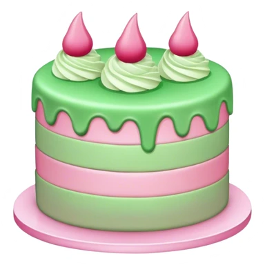 Pink cake with green cream sticker