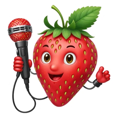 A strawberry holding mic sticker