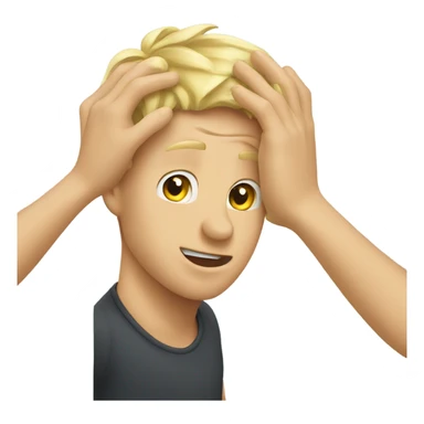 Hand scratching blond guy head sticker