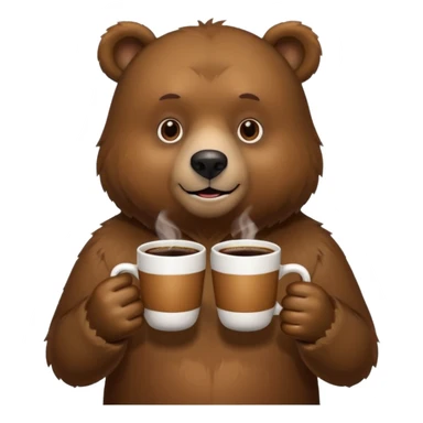 a bear holding 2 cups of coffee  sticker