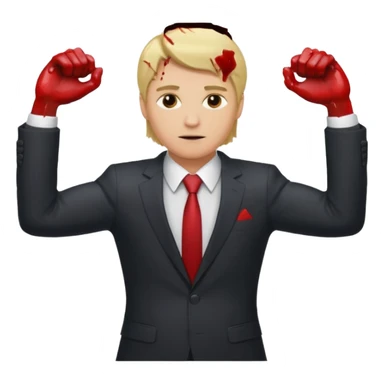 Deftual guy emoji with biond hair and man suit and 2 arms together and one with blod sticker