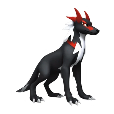 Black Cool Edgy Sergal-Houndoom-Fakémon  with White and Red Edgy markings sticker