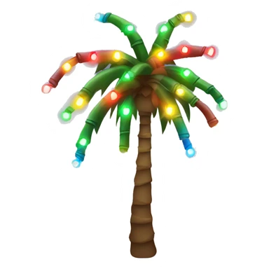 Palm tree with colorful Christmas lights sticker