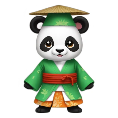 Panda doing kung fu in a sedge hat and kimono sticker