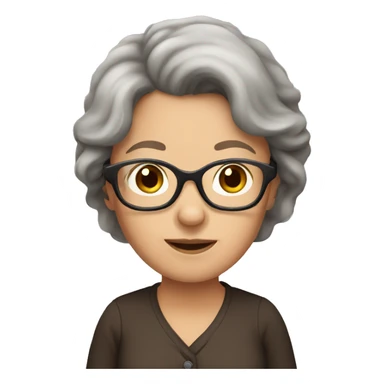 young grandma with brown hair and glasses  sticker