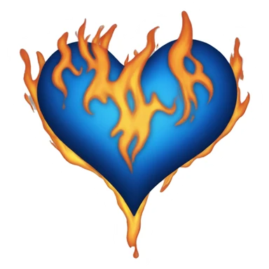 blue heart fire sticker