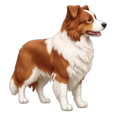 red and white australian sheperd whole body profile giving hand sticker