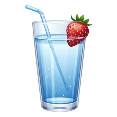 glass of water with strawberry sticker