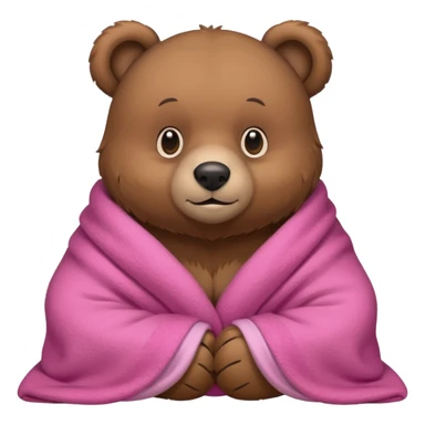 cuddly bear with a pink blanket wrapped around him sticker