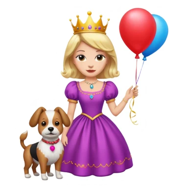 queen wearing dress, holding balloon in shape of number dog sticker