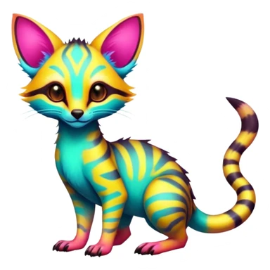  randomly colored colorful light cute lush neon-colored brightly colored Fakémon-Fionbri-Vernid-Genet-creature with markings (full body) sticker