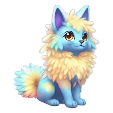 Shiny Sparkly Colorful Fluffy beautiful fantasy Kawaii Ethereal Anthro Sona Fakemon-animal Full Body sticker