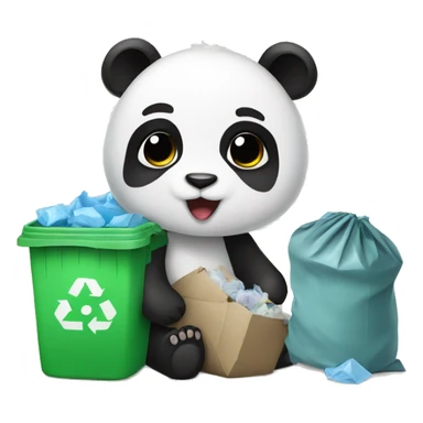 Baby panda with garbage sticker