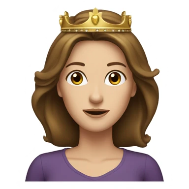 pretty middle age woman green eyes straight brown hair gold crown sticker