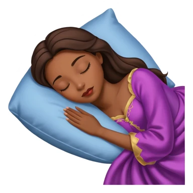 sleeping beauty african american woman with dark brown hair with a silk pillow sticker