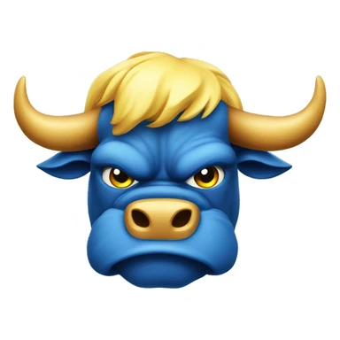 Blue and yellow angry bull sticker